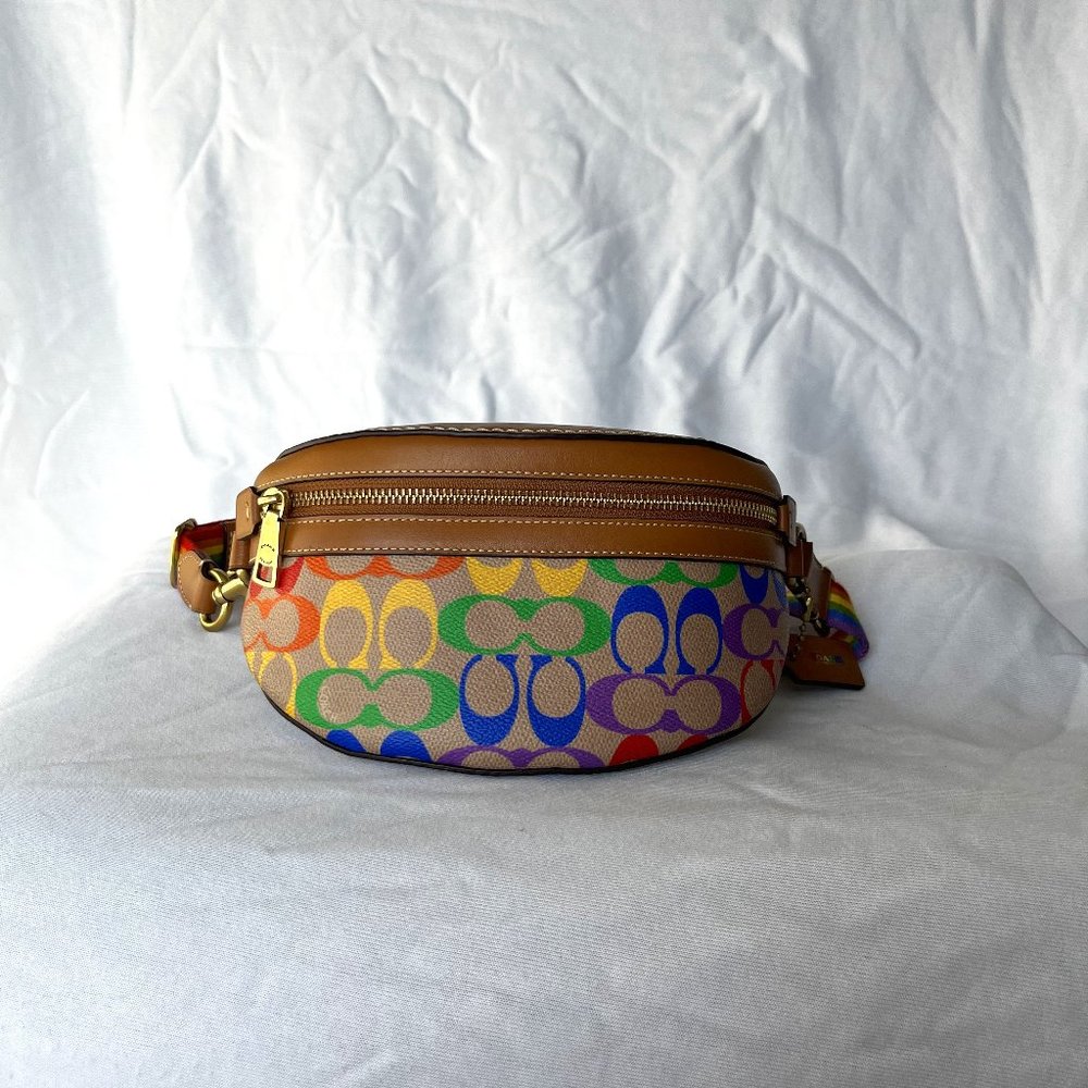 Coach Bethany Belt Bag In Rainbow Signature Canvas